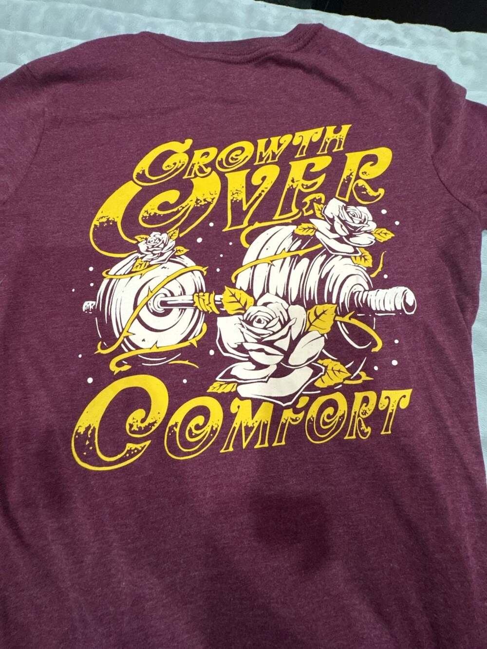 The Lift Box Growth Over Comfort Graphic T-Shirt Maroon